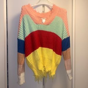 Off the shoulder distressed Sweater